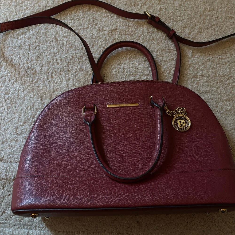 Anne Klein Brown Satchel with Gold Accents